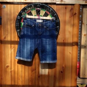 Knee length denim shorts